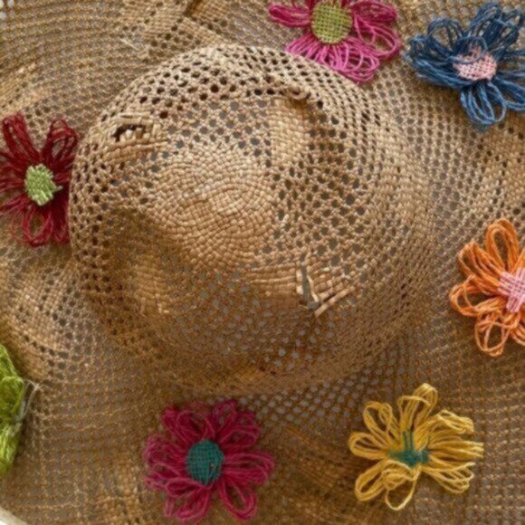 Made In Italy Expressly for Alexander's Vintage Flower Decorated Straw Hat - Picture 8 of 14